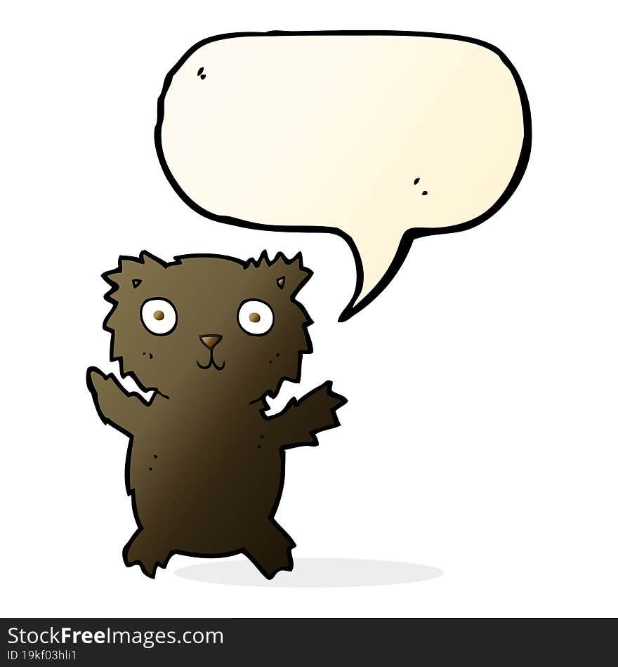 Cartoon Black Bear With Speech Bubble