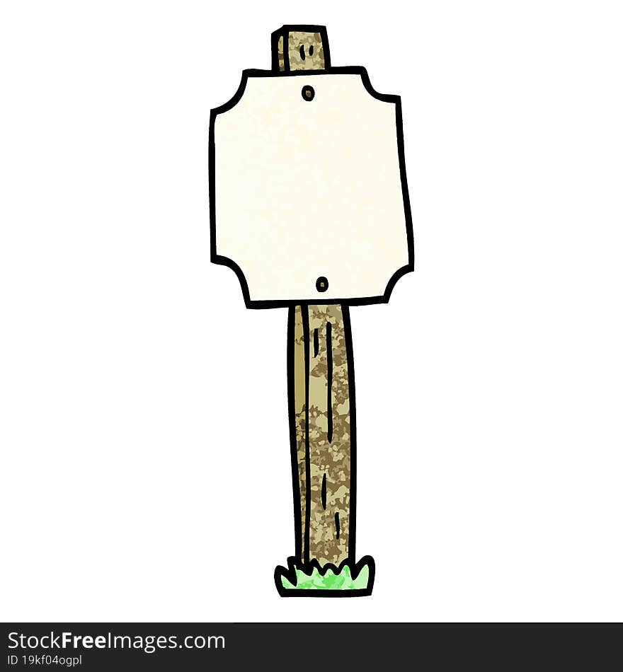 grunge textured illustration cartoon blank sign post