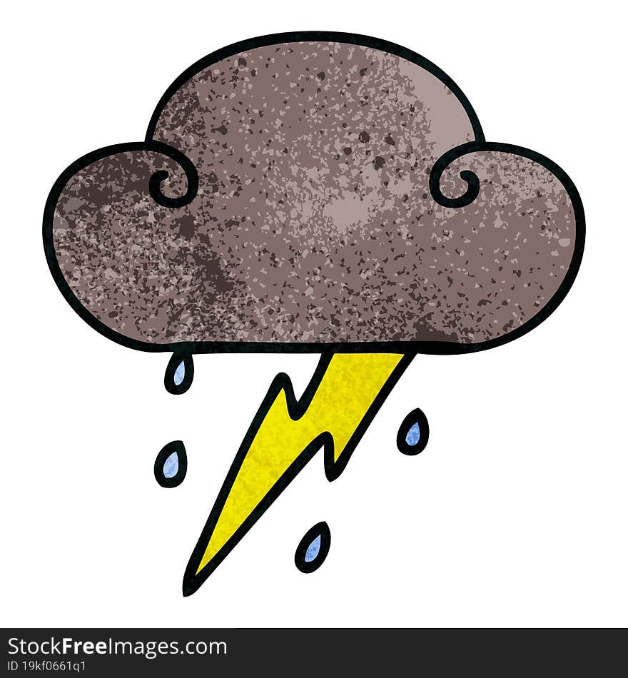 quirky hand drawn cartoon thunder cloud