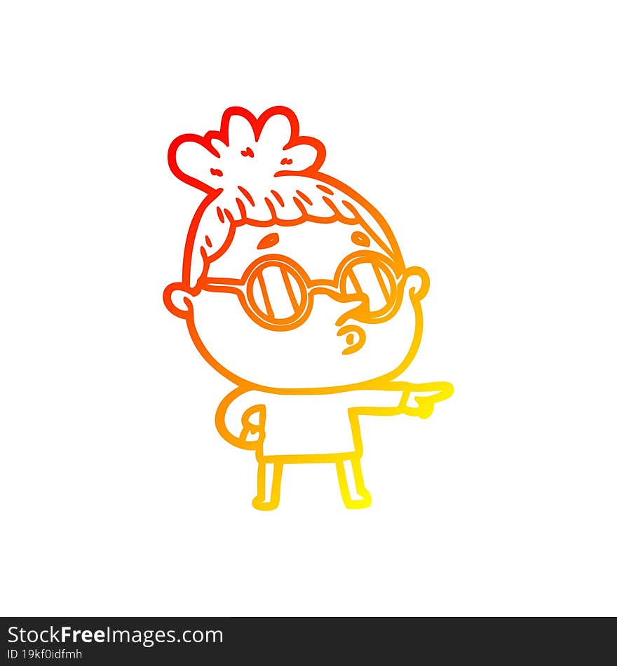 warm gradient line drawing cartoon woman wearing glasses