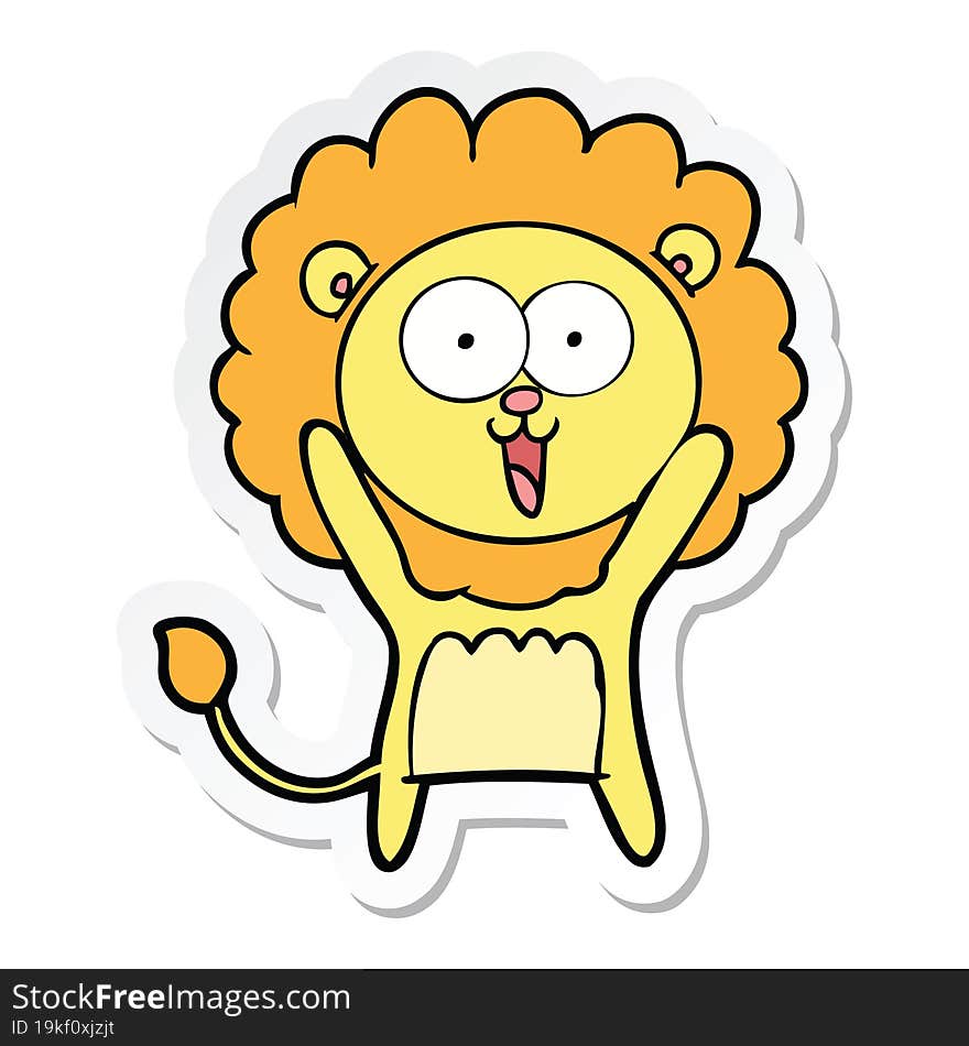 sticker of a happy cartoon lion