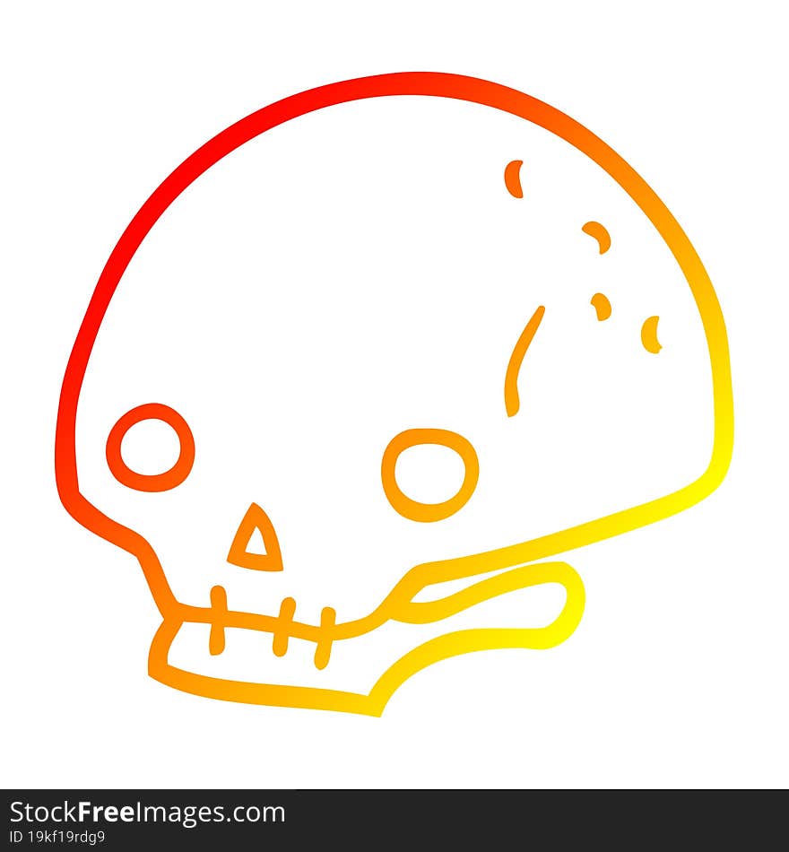 warm gradient line drawing cartoon spooky skull