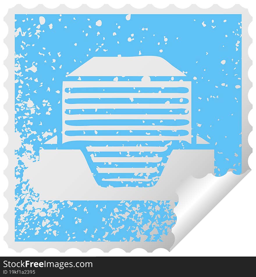 distressed square peeling sticker symbol stack of office papers