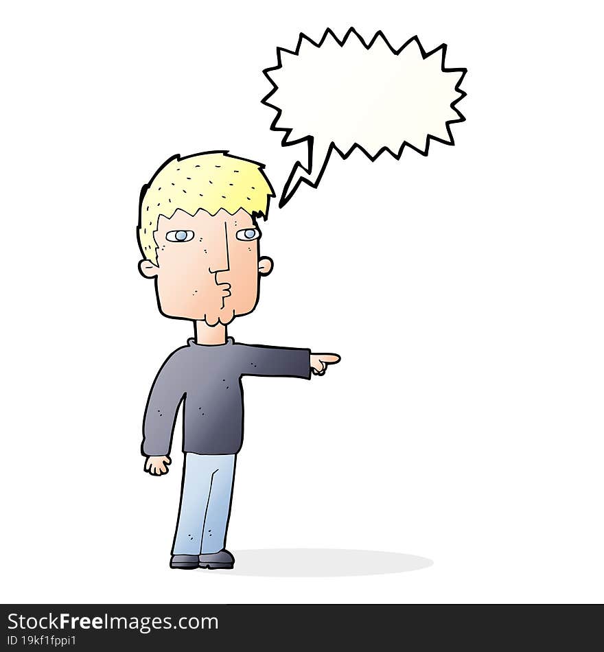 Cartoon Pointing Man With Thought Bubble