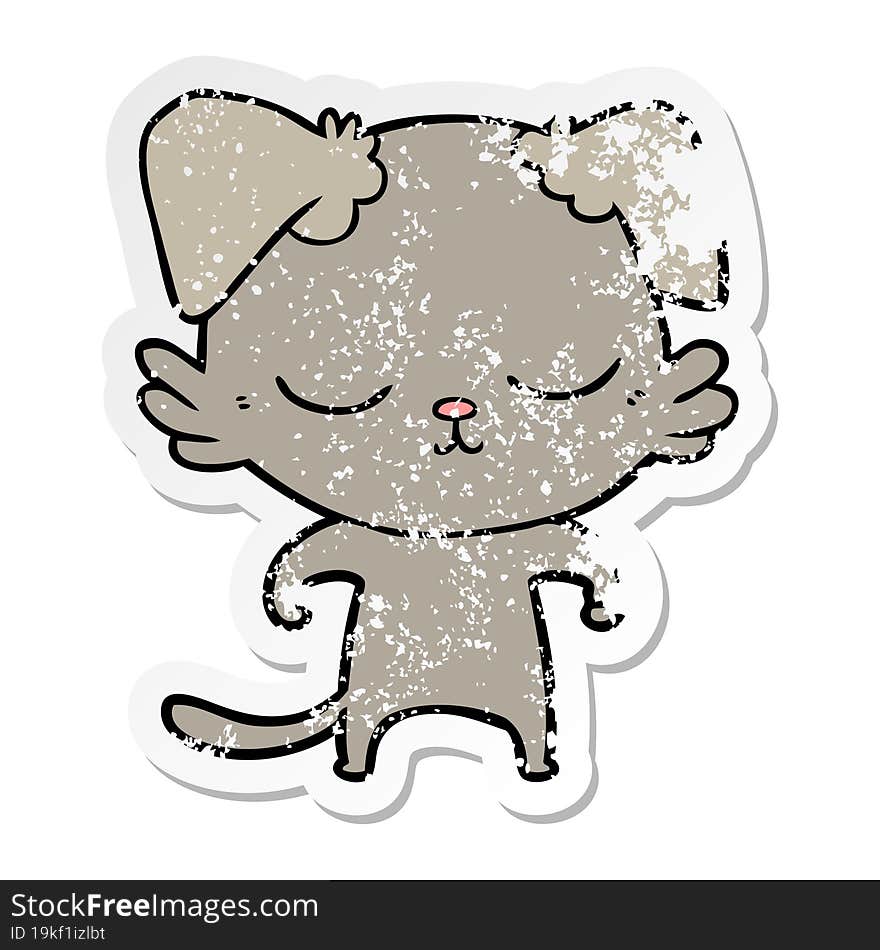 Distressed Sticker Of A Cute Cartoon Dog