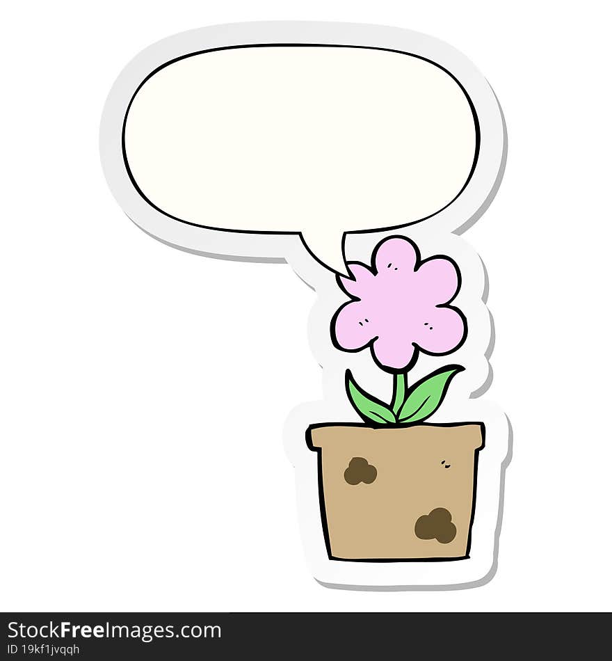 Cute Cartoon Flower And Speech Bubble Sticker