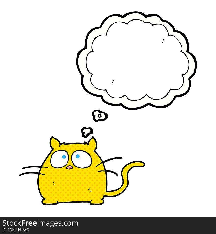 freehand drawn thought bubble cartoon cat