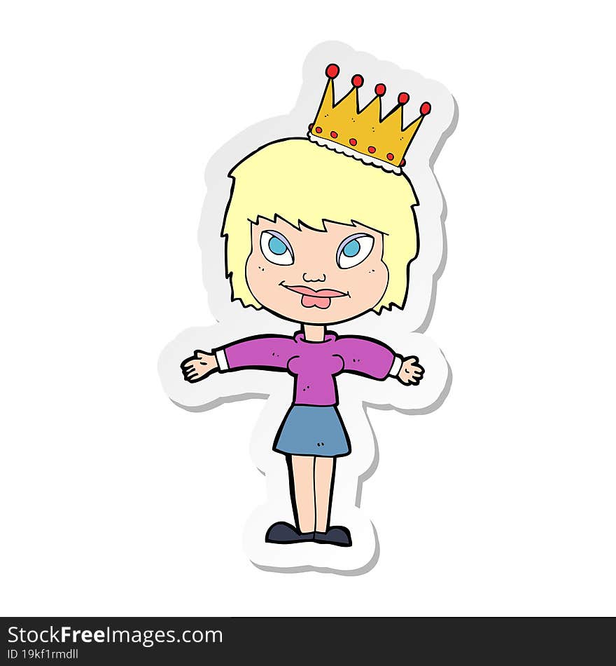 sticker of a cartoon person wearing crown