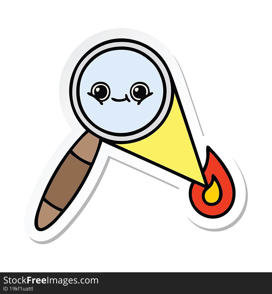 Sticker Of A Cute Cartoon Magnifying Glass