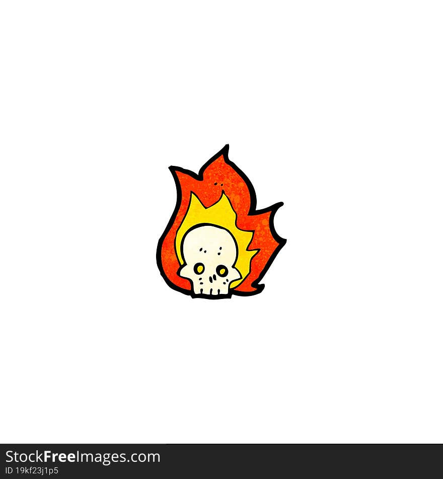 cartoon flaming skull