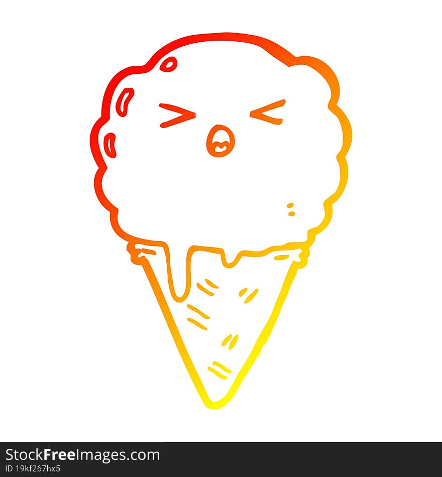 warm gradient line drawing cartoon ice cream