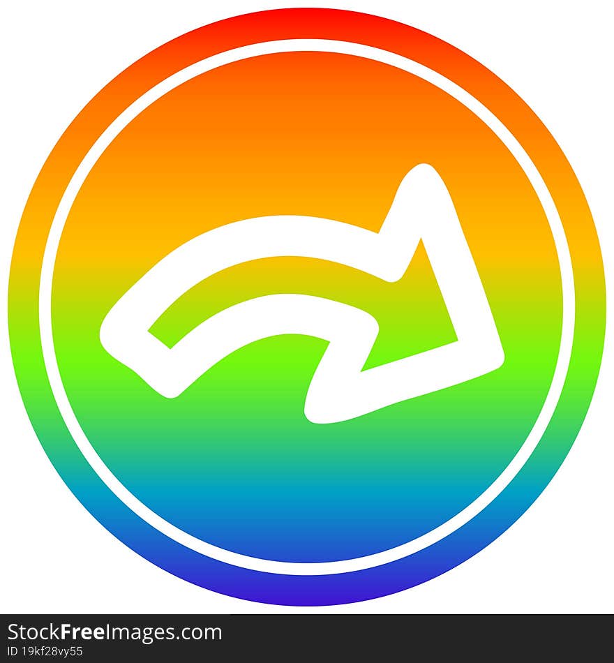 direction arrow circular icon with rainbow gradient finish. direction arrow circular icon with rainbow gradient finish