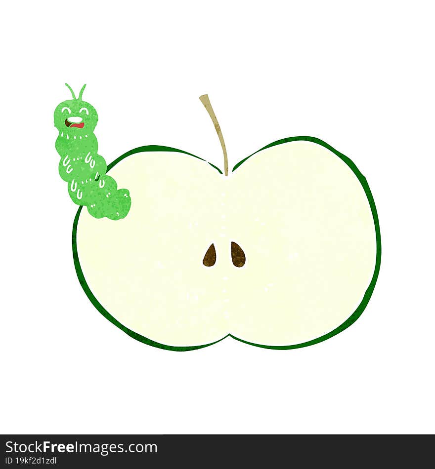 cartoon bug eating apple