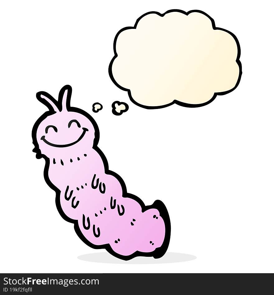 cartoon caterpillar with thought bubble