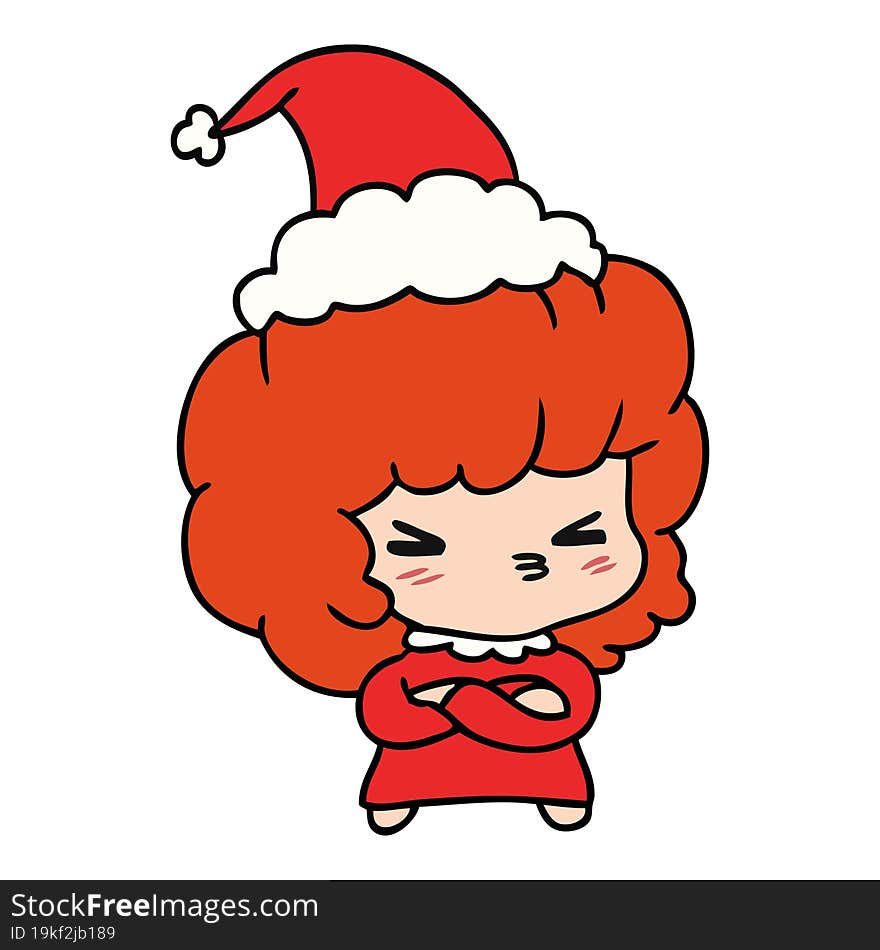 christmas cartoon of kawaii girl