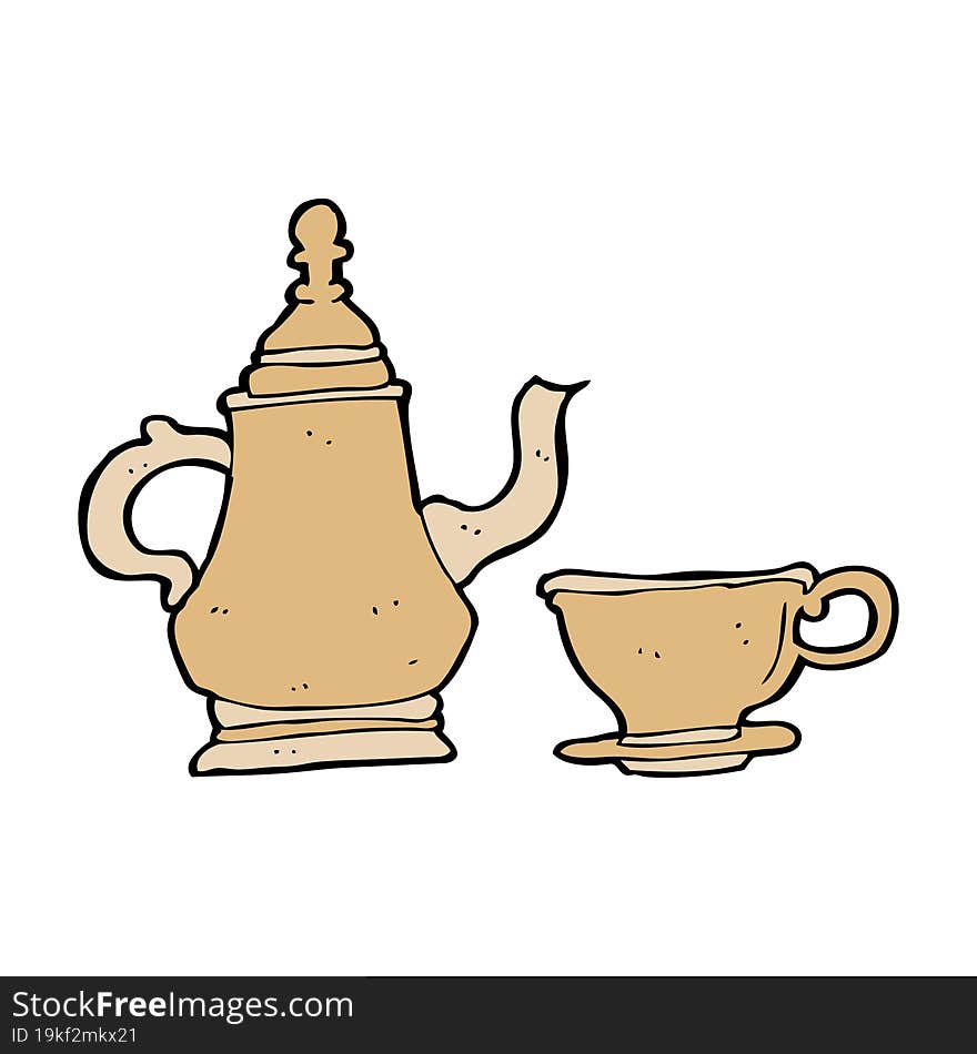 Cartoon Coffee Pot And Cup