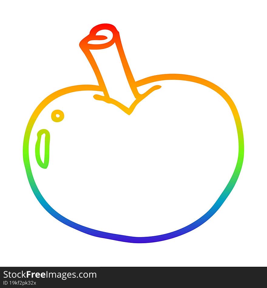 Rainbow Gradient Line Drawing Cartoon Apple