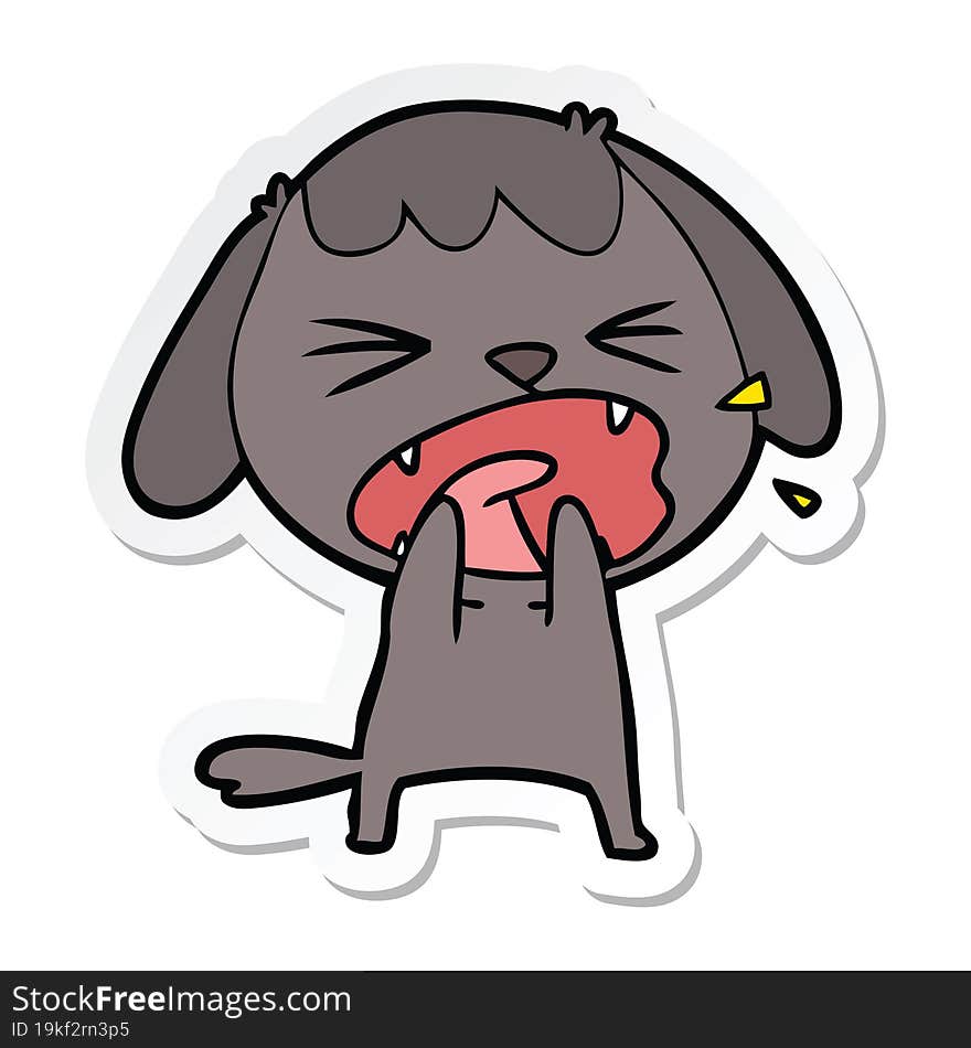 Sticker Of A Cute Cartoon Dog Barking