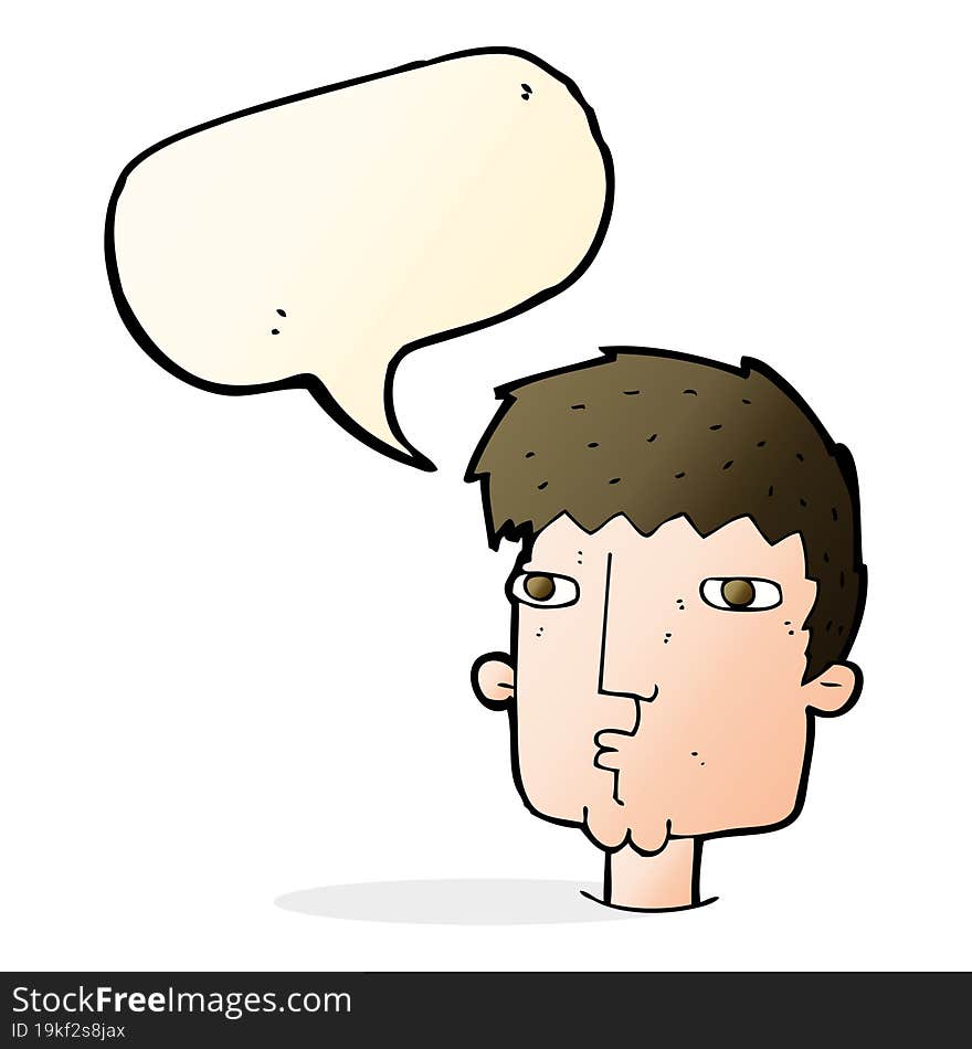 cartoon curious man with speech bubble