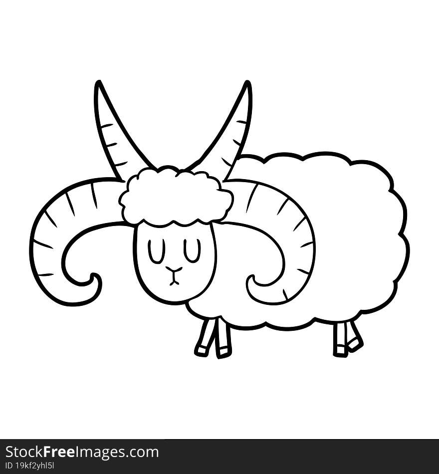 cartoon long horned ram. cartoon long horned ram