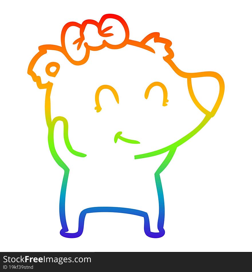 rainbow gradient line drawing female polar bear cartoon