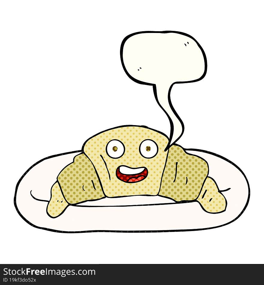 freehand drawn comic book speech bubble cartoon croissant