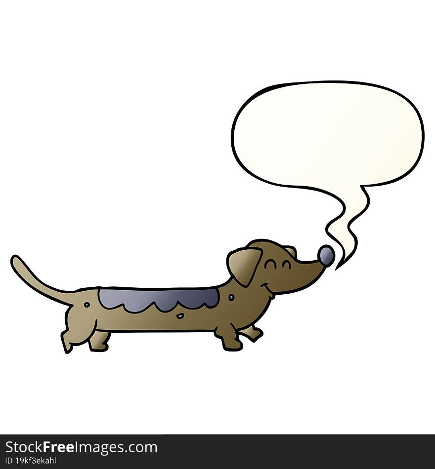 cartoon dog and speech bubble in smooth gradient style