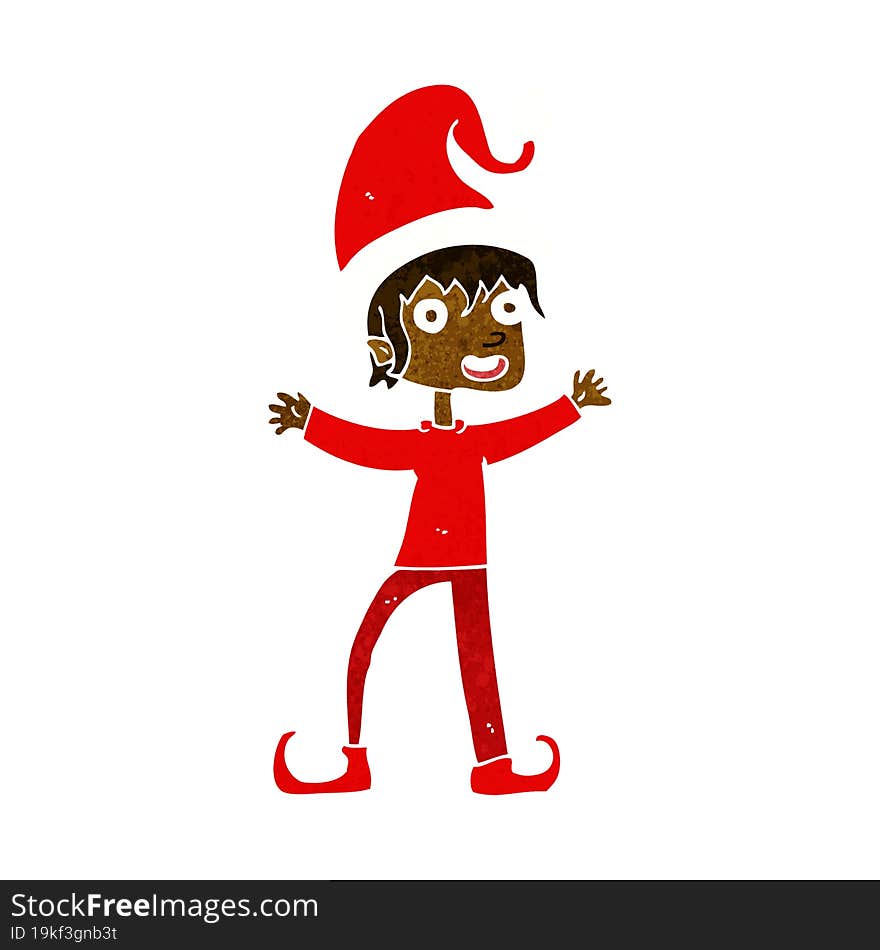 cartoon excited christmas elf