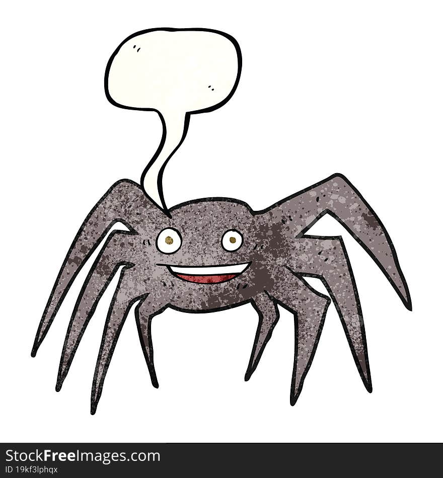 speech bubble textured cartoon happy spider