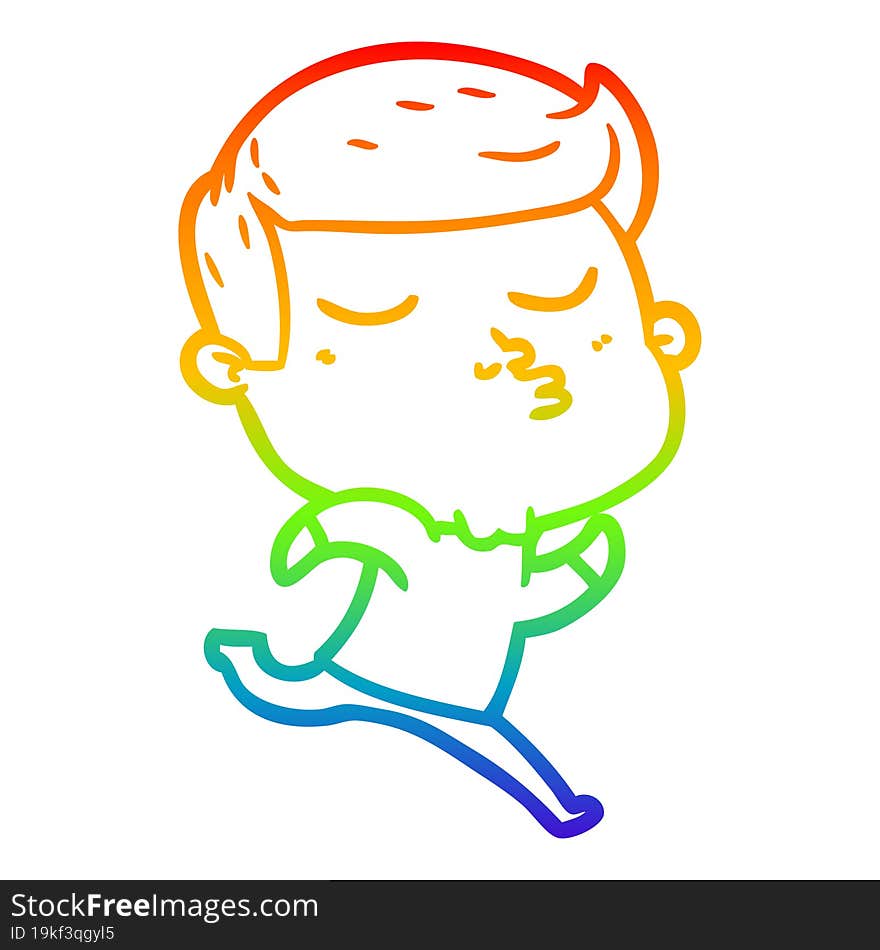 rainbow gradient line drawing of a cartoon model guy pouting