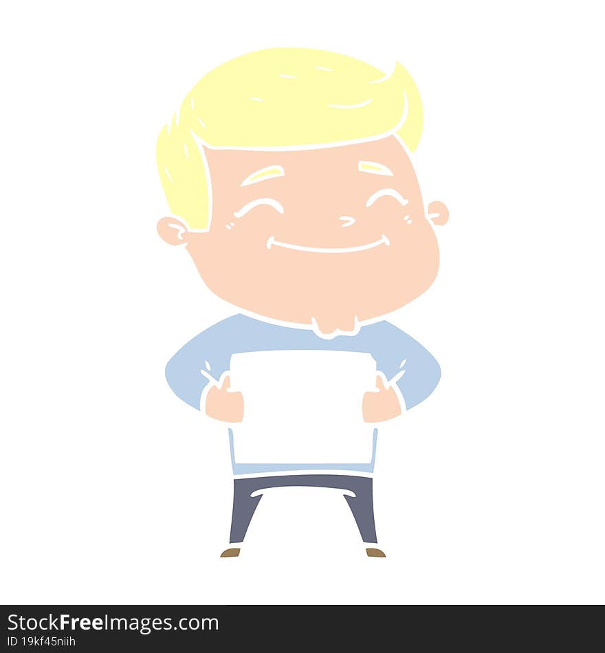 Happy Flat Color Style Cartoon Man With Parcel