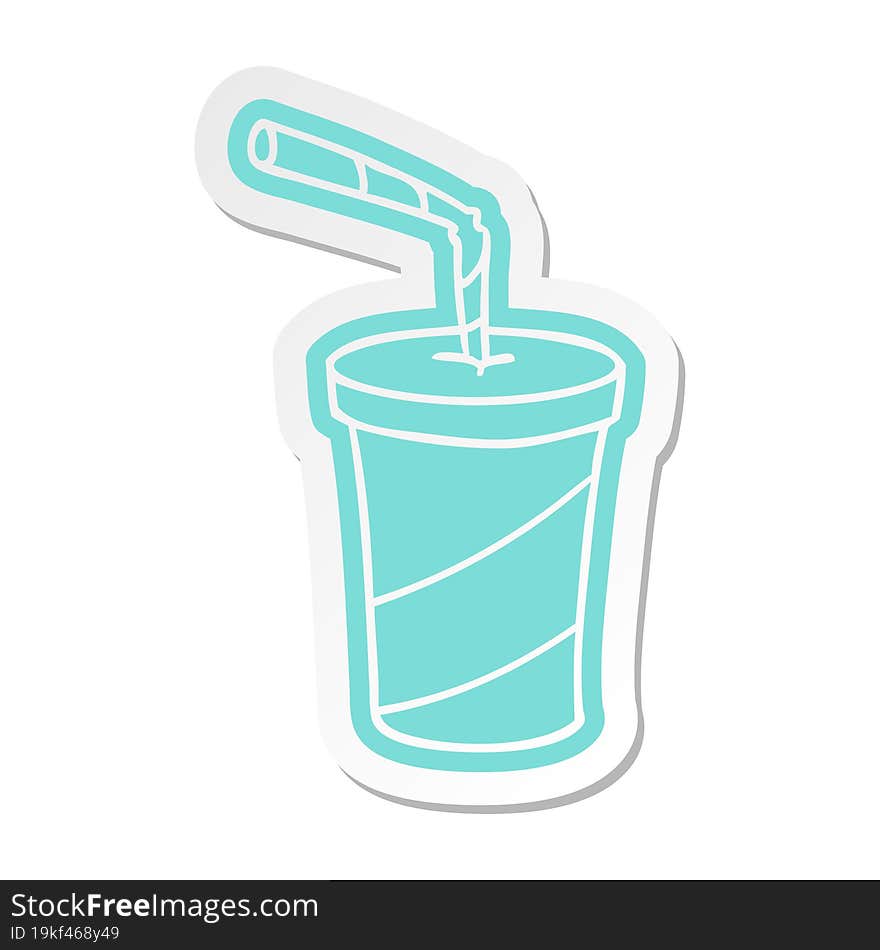 cartoon sticker of fastfood drink