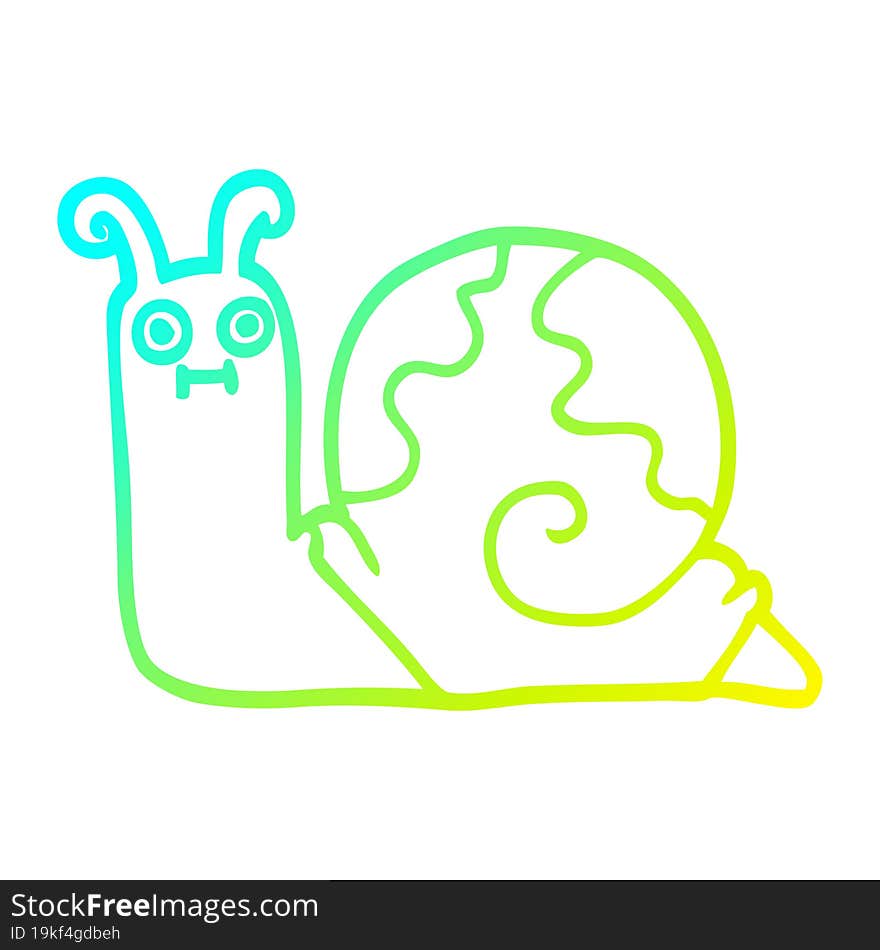 Cold Gradient Line Drawing Cartoon Snail