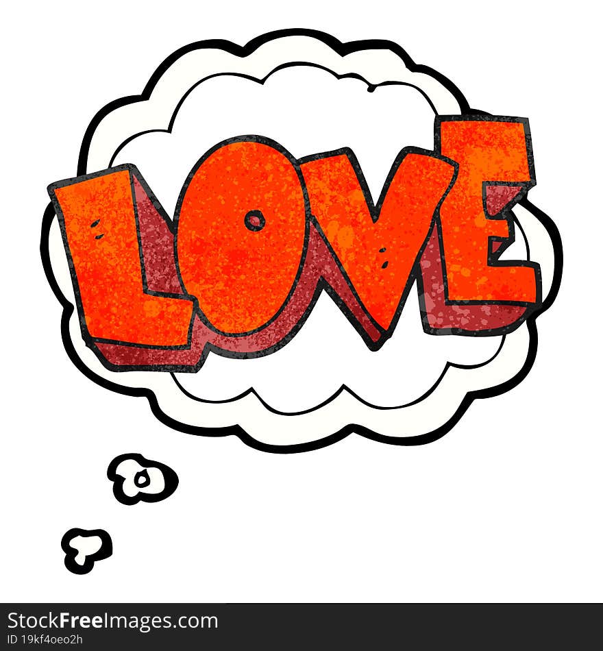 freehand drawn thought bubble textured cartoon love symbol