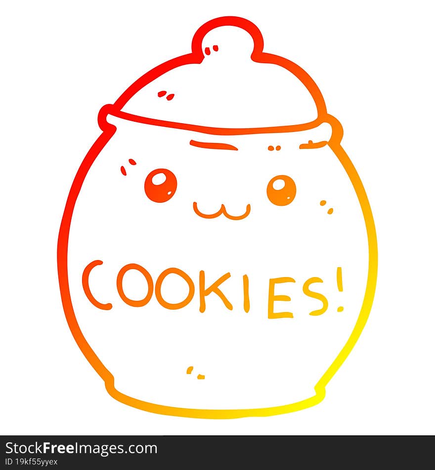 Warm Gradient Line Drawing Cartoon Cookie Jar