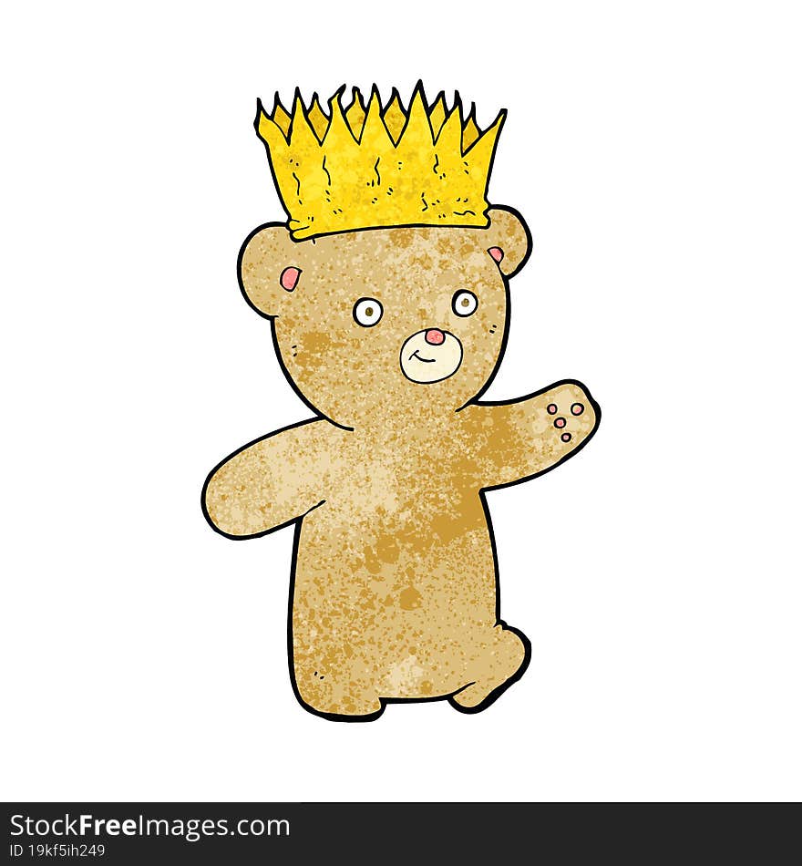 cartoon teddy bear wearing paper crown