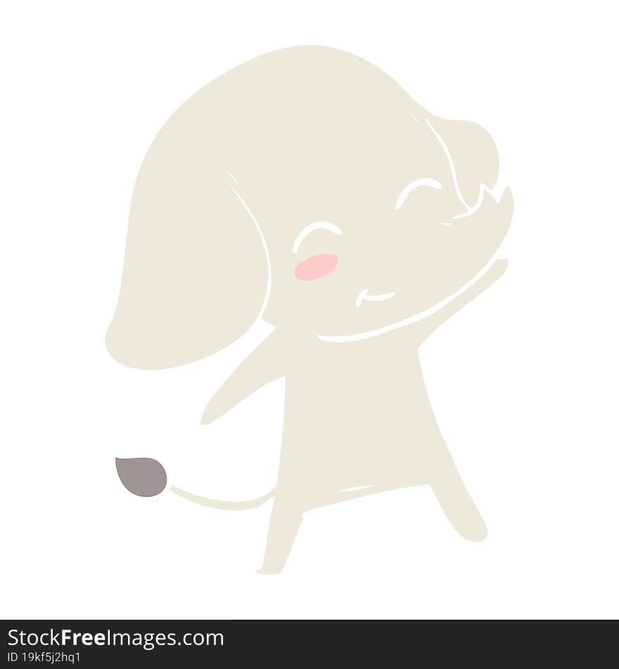 Cute Flat Color Style Cartoon Elephant