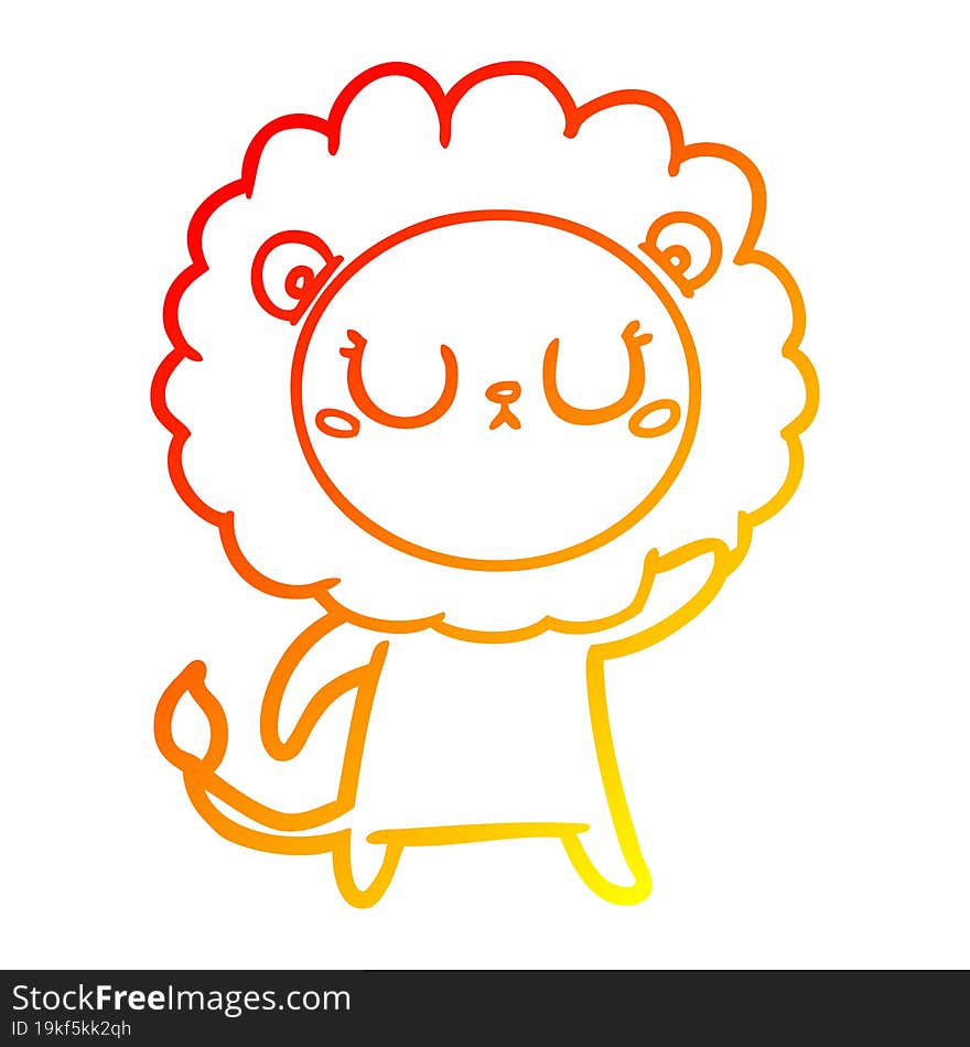 warm gradient line drawing of a cartoon lion