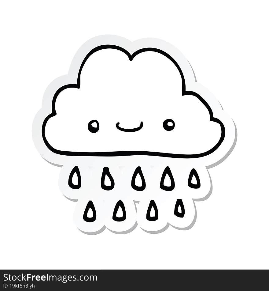 Sticker Of A Cartoon Storm Cloud