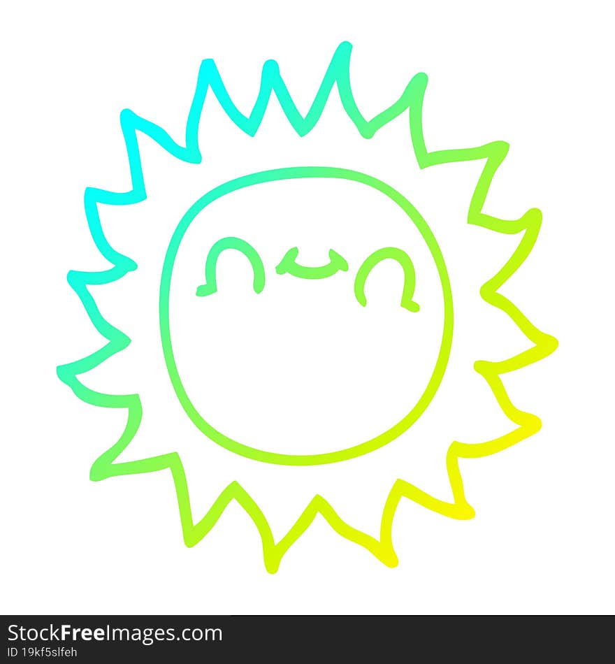 Cold Gradient Line Drawing Cartoon Happy Sunshine