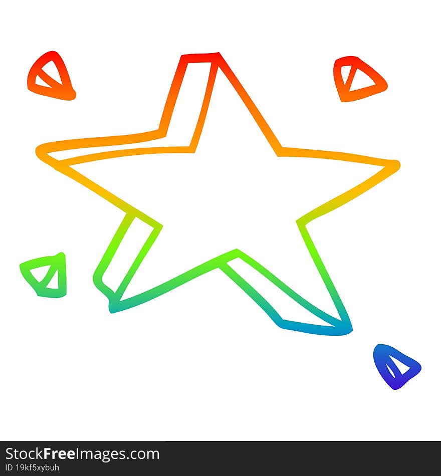 rainbow gradient line drawing cartoon star