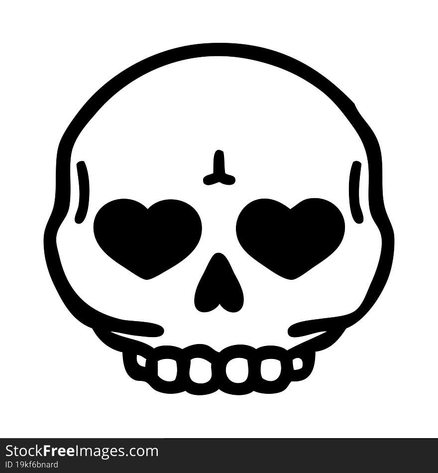 tattoo in black line style of a skull. tattoo in black line style of a skull