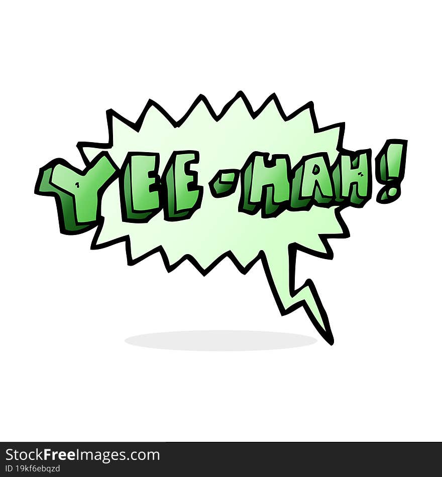 cartoon yeehah symbol with speech bubble