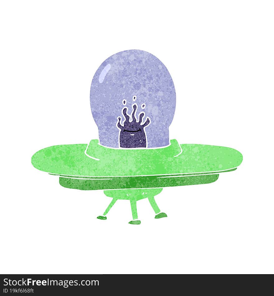 retro cartoon flying saucer