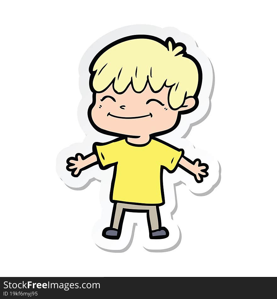 sticker of a cartoon happy boy