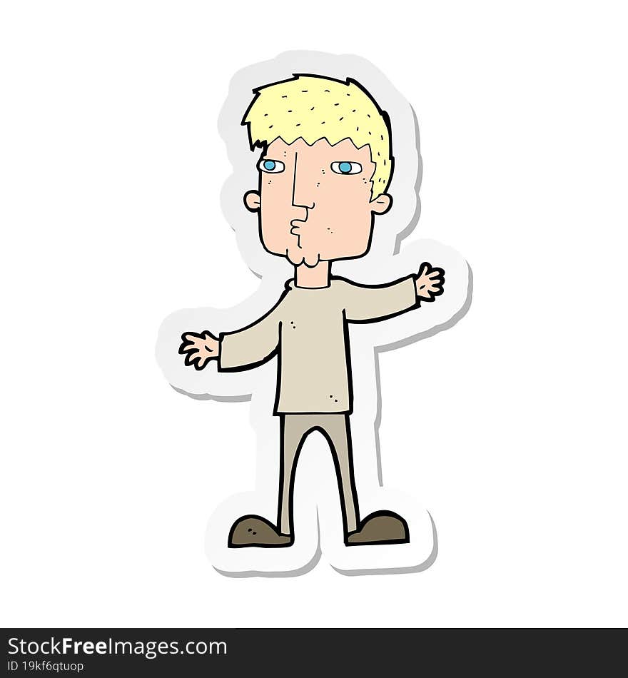 sticker of a cartoon curious man