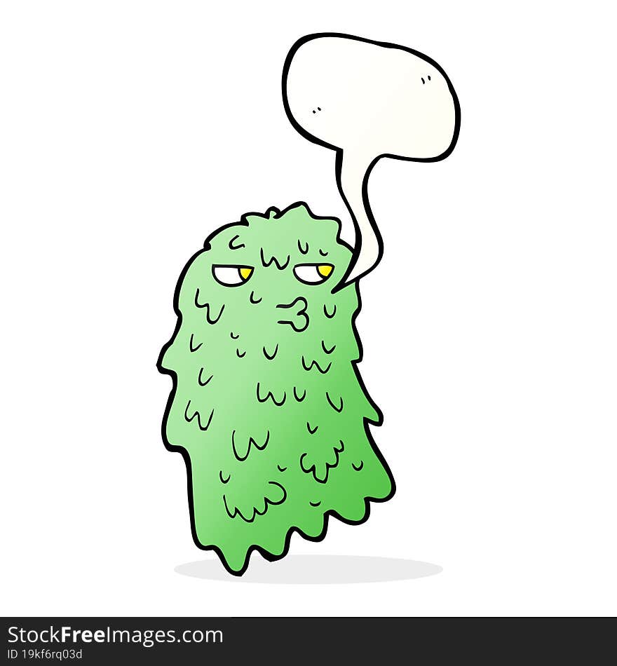 cartoon gross ghost with speech bubble