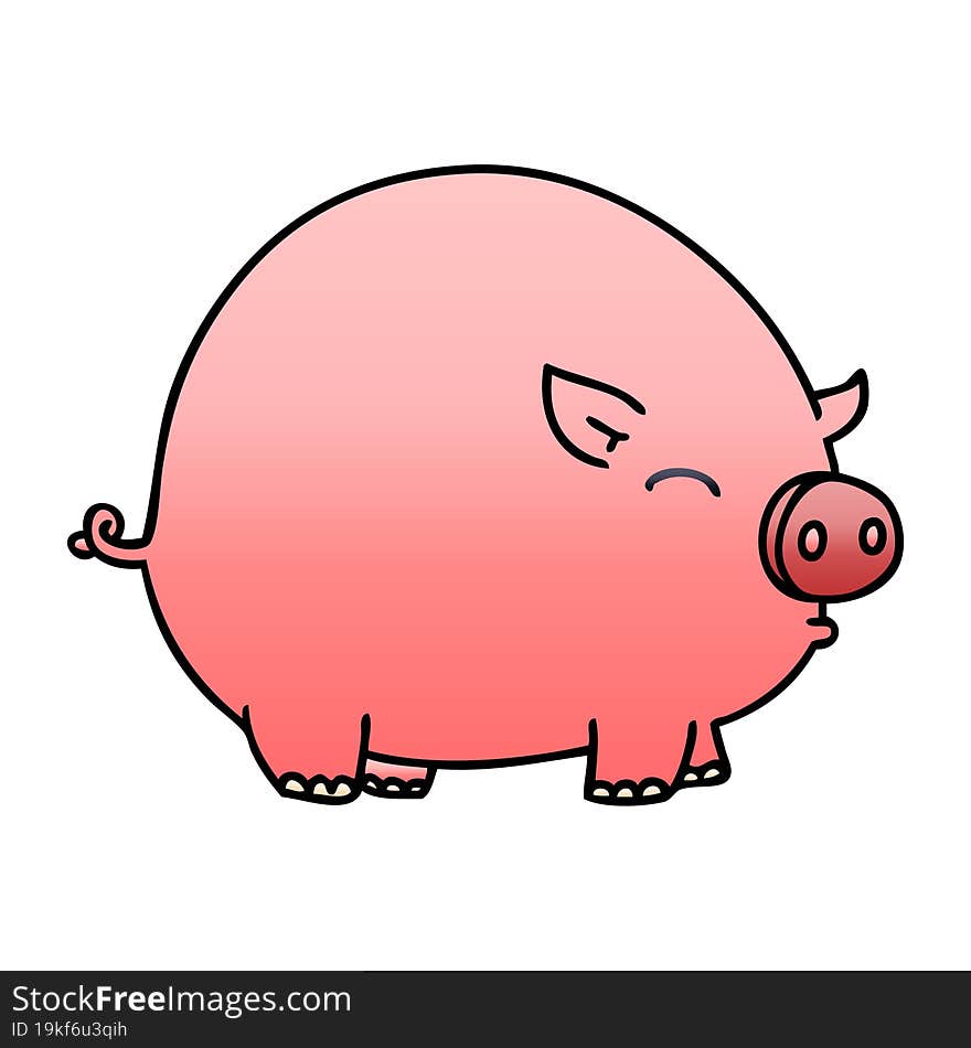 quirky gradient shaded cartoon pig