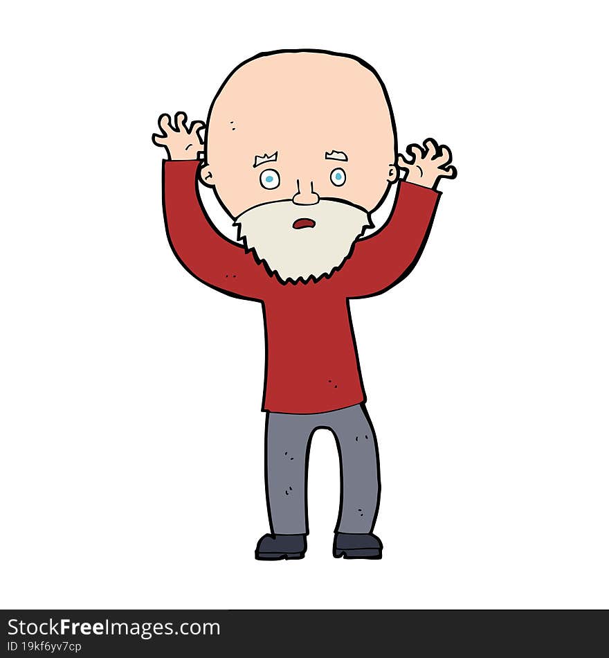 cartoon bearded man panicking