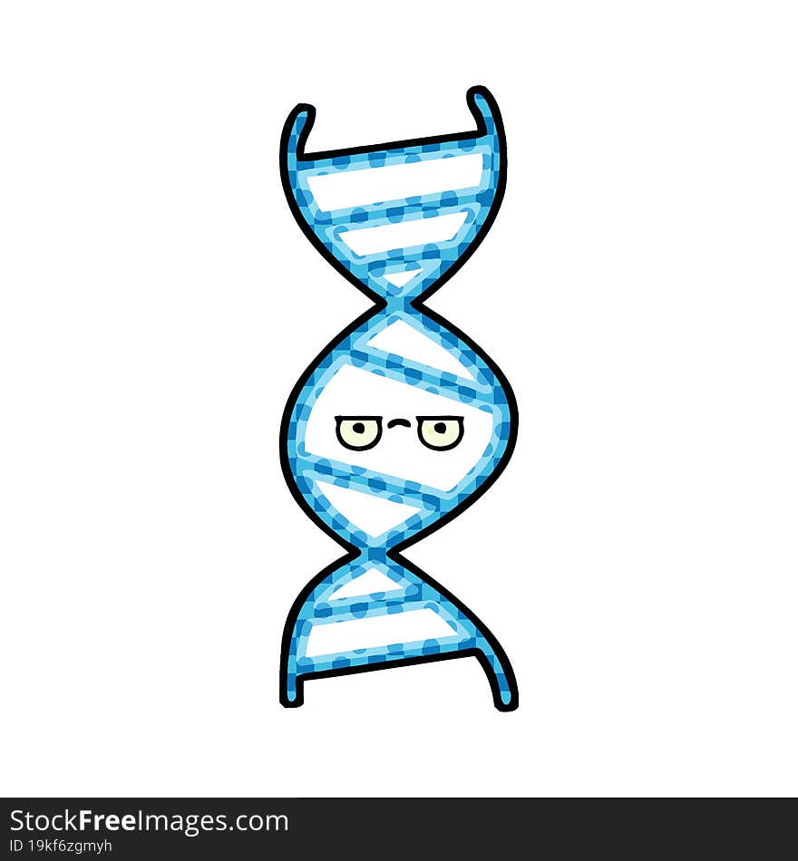 comic book style cartoon of a DNA strand